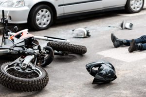 Motorcycle accident on the road